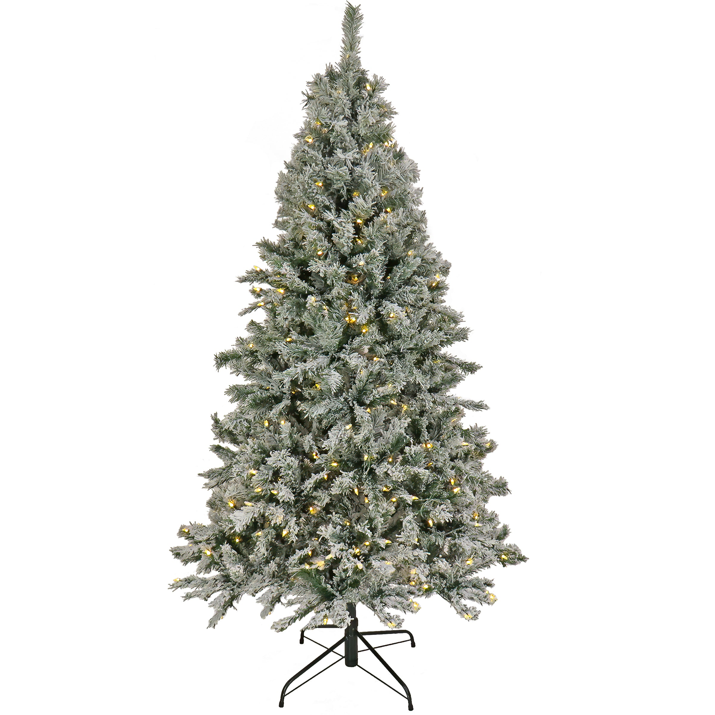 9 ft. Pre-Lit Snowy Harwich Hinged Tree with PowerConnect Warm White LED Lights, Plug-In